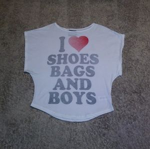 "I ❤ Shoes, Bags And Boys" Tee